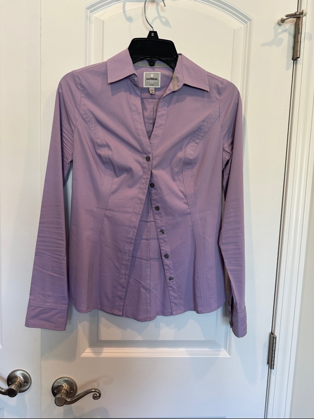 Express Lilac Fitted Button-Up Shirt